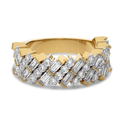 1 1/2 CT. Round and Baguette Lab Created Diamond Ring