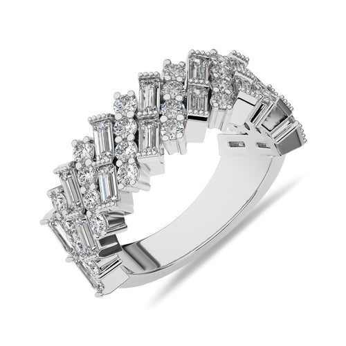 1 1/2 CT. Round and Baguette Lab Created Diamond Ring