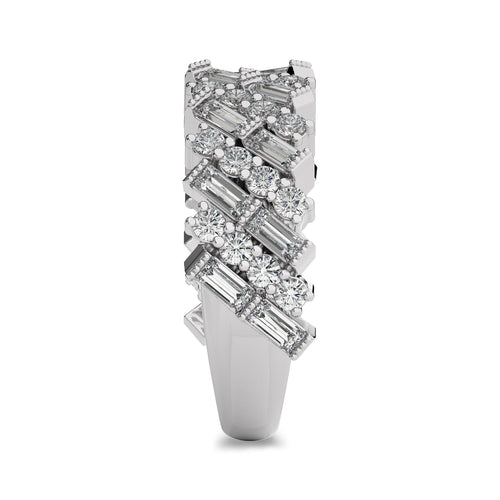 1 1/2 CT. Round and Baguette Natural Diamond Ring