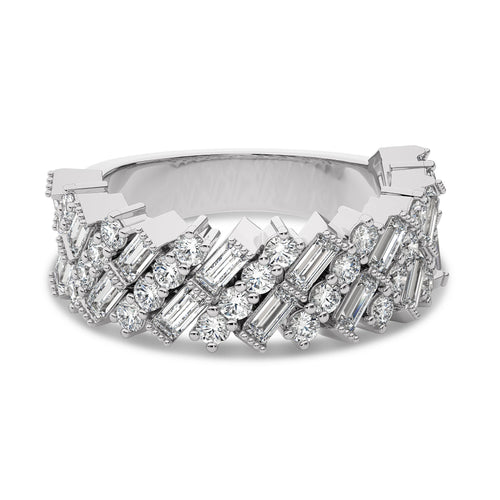 1 1/2 CT. Round and Baguette Natural Diamond Ring