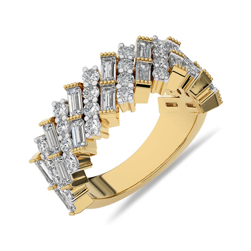 1 1/2 CT. Round and Baguette Natural Diamond Ring
