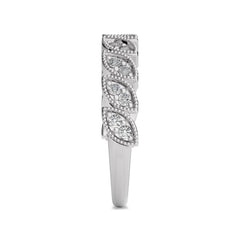 1/3 CT. Marquise Shape Round Natural Diamond Band Ring