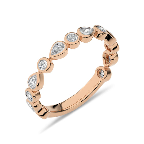 1/2 CT. Round and Pear Natural Diamond Band Ring