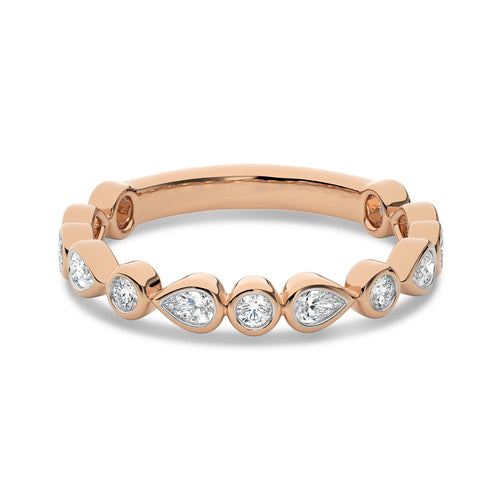 1/2 CT. Round and Pear Natural Diamond Band Ring