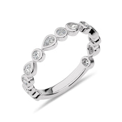 1/2 CT. Round and Pear Natural Diamond Band Ring
