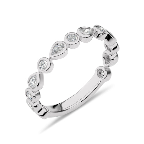 1/2 CT. Round and Pear Natural Diamond Band Ring
