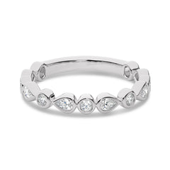 1/2 CT. Round and Pear Natural Diamond Band Ring