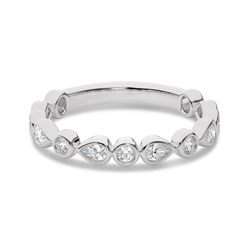 1/2 CT. Round and Pear Natural Diamond Band Ring