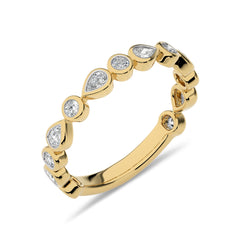 1/2 CT. Round and Pear Natural Diamond Band Ring