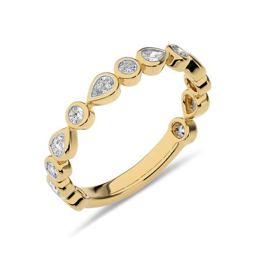 1/2 CT. Round and Pear Natural Diamond Band Ring