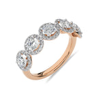 2 CT. Round Natural Diamond Halo Five Stone Ring