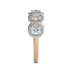 2 CT. Round Natural Diamond Halo Five Stone Ring