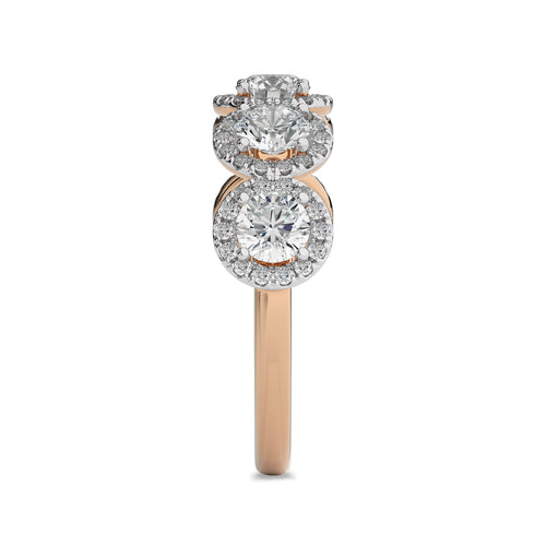 2 CT. Round Natural Diamond Halo Five Stone Ring