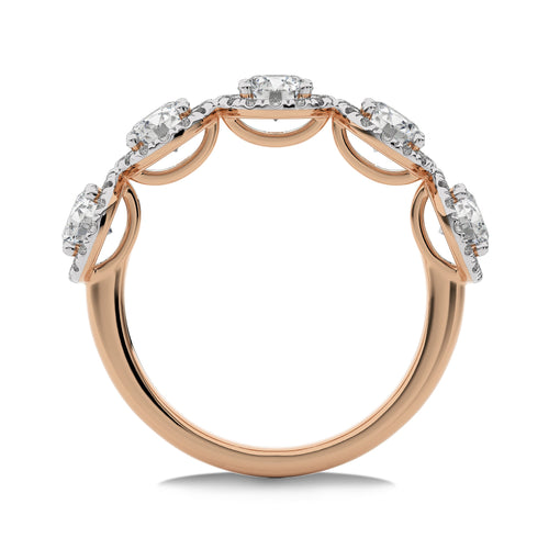 2 CT. Round Natural Diamond Halo Five Stone Ring