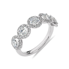 2 CT. Round Natural Diamond Halo Five Stone Ring
