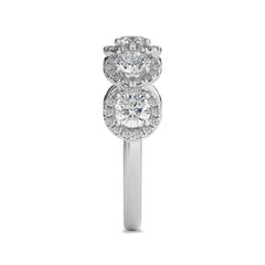 2 CT. Round Natural Diamond Halo Five Stone Ring