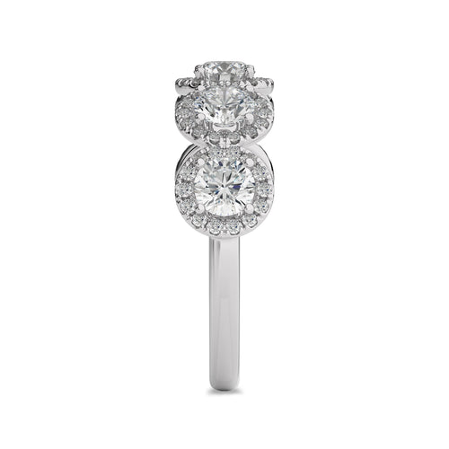 2 CT. Round Natural Diamond Halo Five Stone Ring