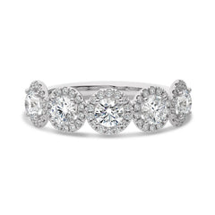 2 CT. Round Natural Diamond Halo Five Stone Ring