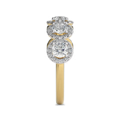 2 CT. Round Natural Diamond Halo Five Stone Ring