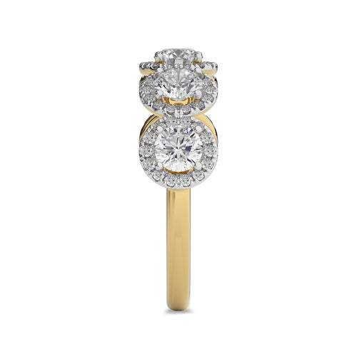 2 CT. Round Natural Diamond Halo Five Stone Ring