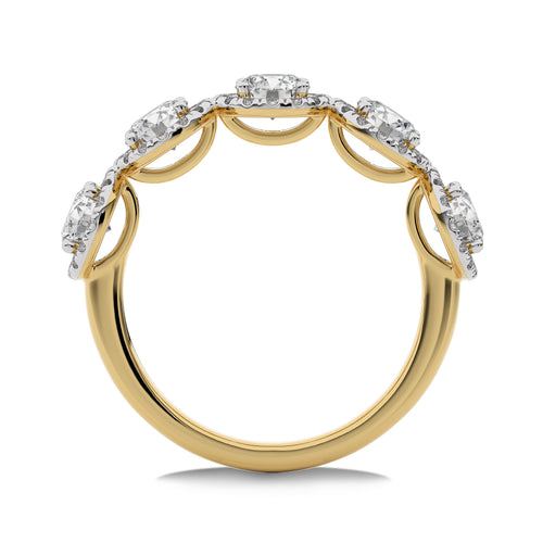2 CT. Round Natural Diamond Halo Five Stone Ring