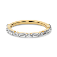 1/2 CT. Baguette and Round Natural Diamond Band Ring