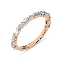 1/2 CT. Baguette and Round Natural Diamond Band Ring