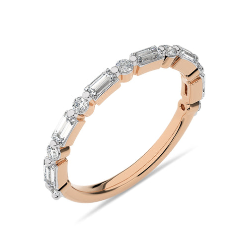 1/2 CT. Baguette and Round Lab Created Diamond Band Ring