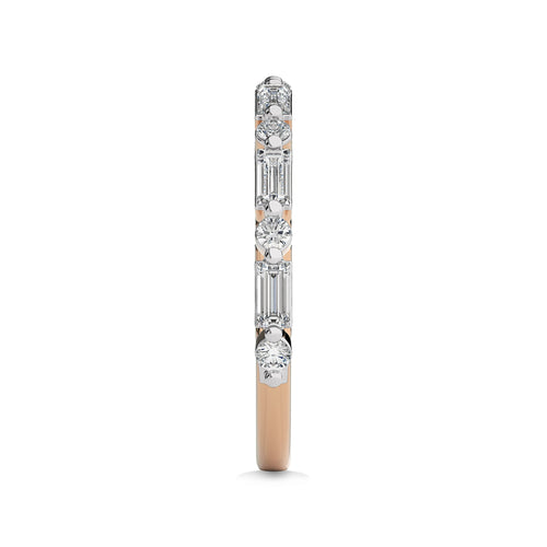 1/2 CT. Baguette and Round Natural Diamond Band Ring