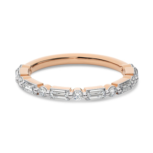 1/2 CT. Baguette and Round Natural Diamond Band Ring