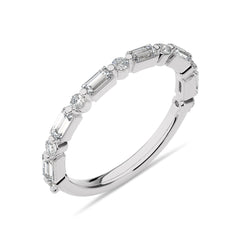1/2 CT. Baguette and Round Natural Diamond Band Ring