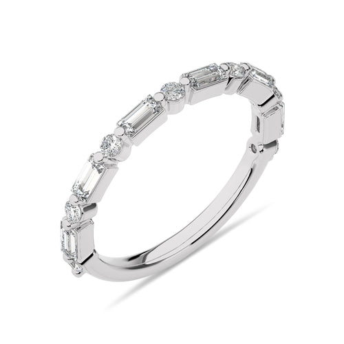 1/2 CT. Baguette and Round Natural Diamond Band Ring