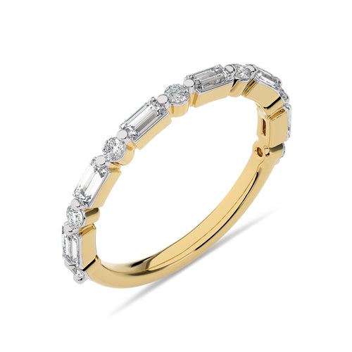 1/2 CT. Baguette and Round Natural Diamond Band Ring