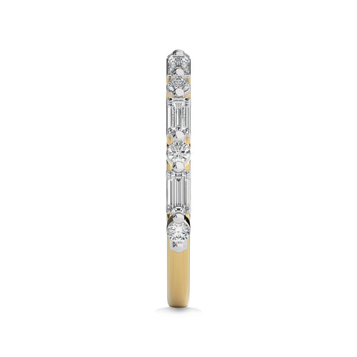 1/2 CT. Baguette and Round Natural Diamond Band Ring