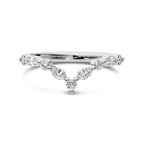 1/2 CT. Round and Marquise Lab Created Diamond Chevron Band Ring