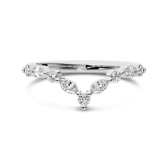 1/2 CT. Round and Marquise Natural Diamond V Shape Band Ring