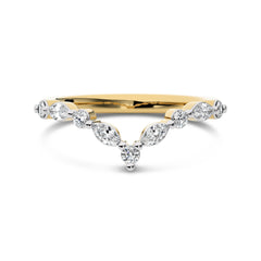 1/2 CT. Round and Marquise Natural Diamond V Shape Band Ring