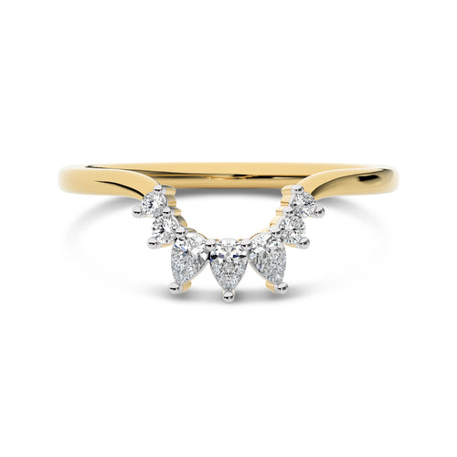 1/5 CT. Seven Stone Round and Pear Natural Diamond Curve Band Ring
