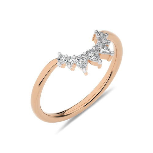 1/5 CT. Seven Stone Round and Pear Lab Created Diamond Curve Band Ring