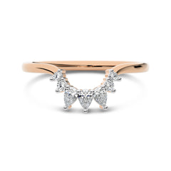 1/5 CT. Seven Stone Round and Pear Natural Diamond Curve Band Ring