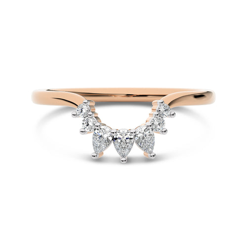 1/5 CT. Seven Stone Round and Pear Natural Diamond Curve Band Ring