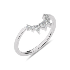 1/5 CT. Seven Stone Round and Pear Natural Diamond Curve Band Ring