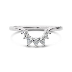1/5 CT. Seven Stone Round and Pear Natural Diamond Curve Band Ring