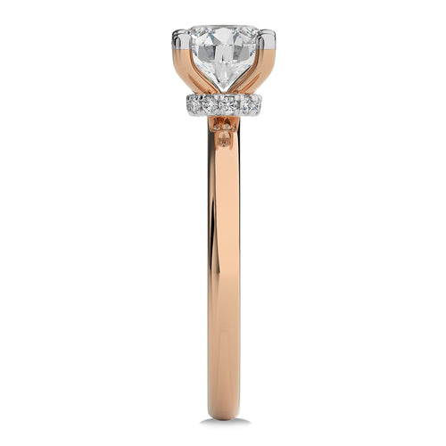 1 1/2 CT Round Diamond with Hidden Halo Natural Diamond Engagement Ring