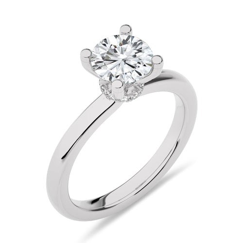 1 1/2 CT Round Diamond with Hidden Halo Natural Diamond Engagement Ring