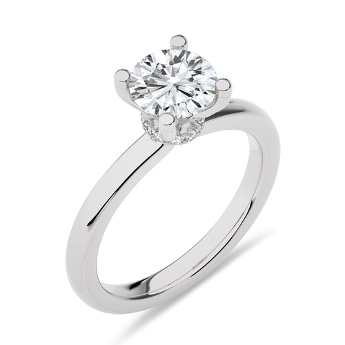 1 1/2 CT Round Diamond with Hidden Halo Lab Created Diamond Engagement Ring