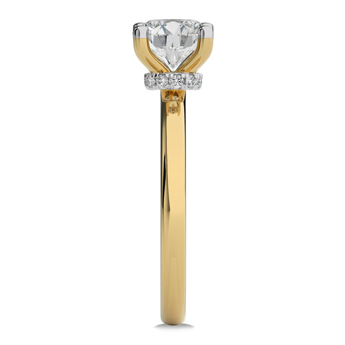 1 1/2 CT Round Diamond with Hidden Halo Natural Diamond Engagement Ring