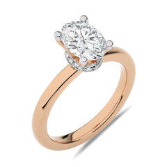 1 1/2 Oval With Hidden Halo Natural Diamond Engagement Ring