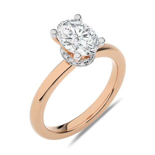 1 1/2 Oval With Hidden Halo Natural Diamond Engagement Ring