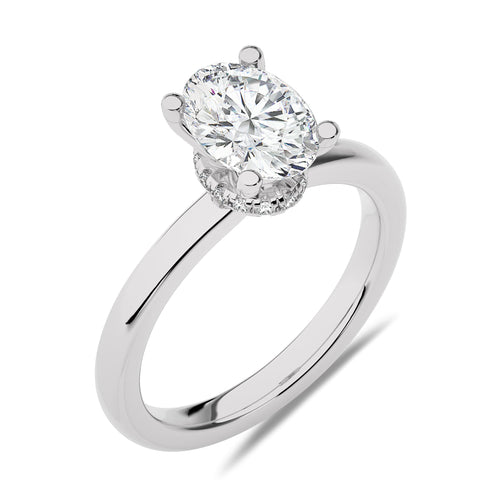 1 1/2 Oval With Hidden Halo Lab Created Diamond Engagement Ring